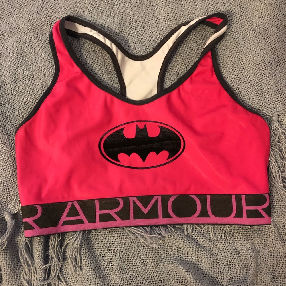 Pink Under Armour Batman Sports Bra